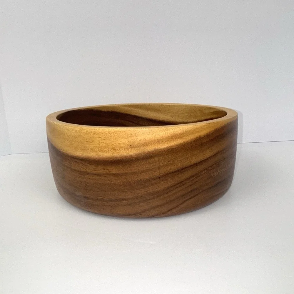 Acacia Wood Bowl Hand Turned Rustic Farmhouse Boho Serving Salad Fruit Bowl 10